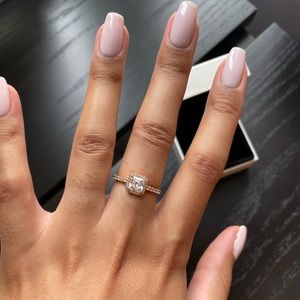 Pandora Square Sparkle Halo Ring | Rose Gold